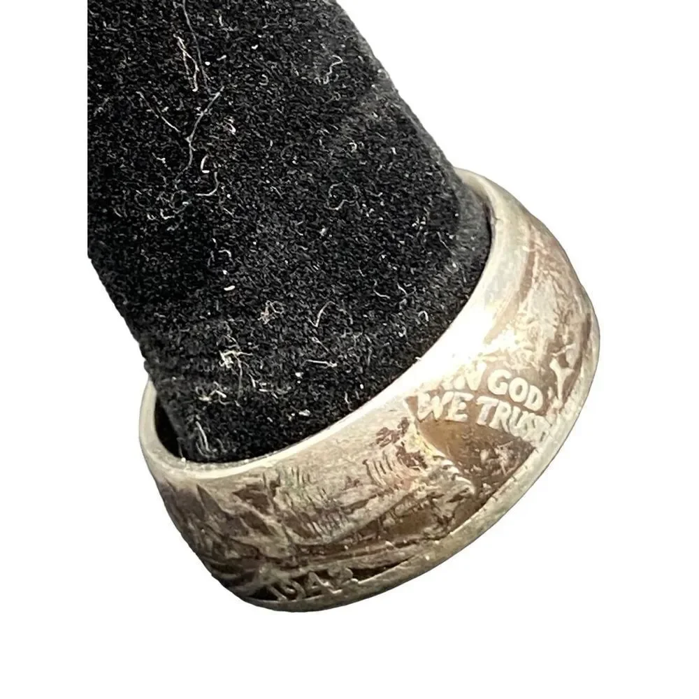 Vintage 1942 Walking Liberty Silver Half Dollar Coin Ring